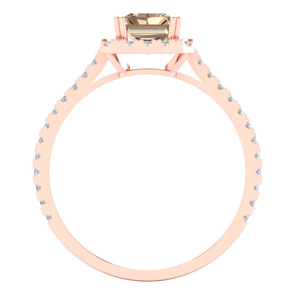 1.86 cttw Yellow Moissanite Solitaire with Zirconia Simulated Diamond Accents Engagement Ring - Solid Gold (Emerald Cut,7.5x5.5mm)