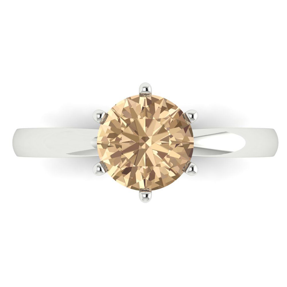 1.5 cttw Yellow Moissanite Solitaire  Engagement Ring - Solid Gold (Round Cut,7.5mm)