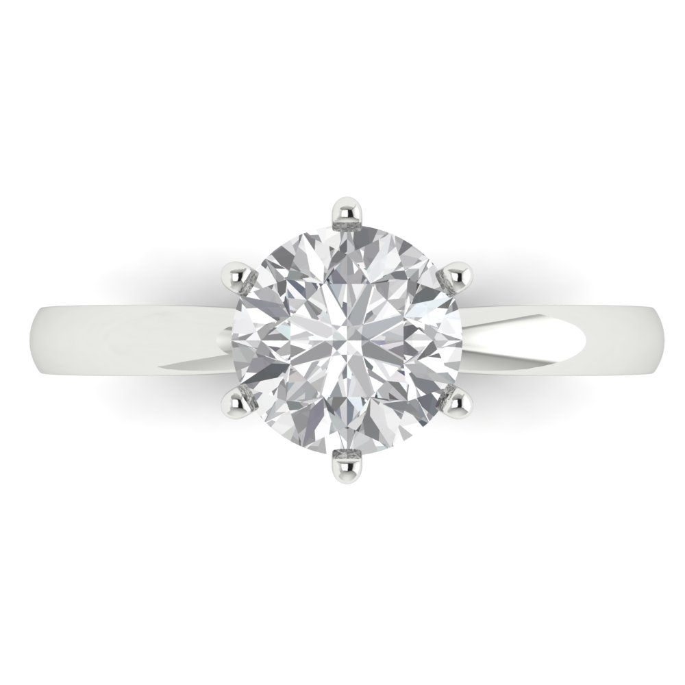 1.5 cttw Certified Moissanite Solitaire  Engagement Ring - Solid Gold (VVS1, D-F,Round Cut,7.5mm)