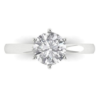 1.5 cttw Certified Moissanite Solitaire  Engagement Ring - Solid Gold (VVS1, D-F,Round Cut,7.5mm)