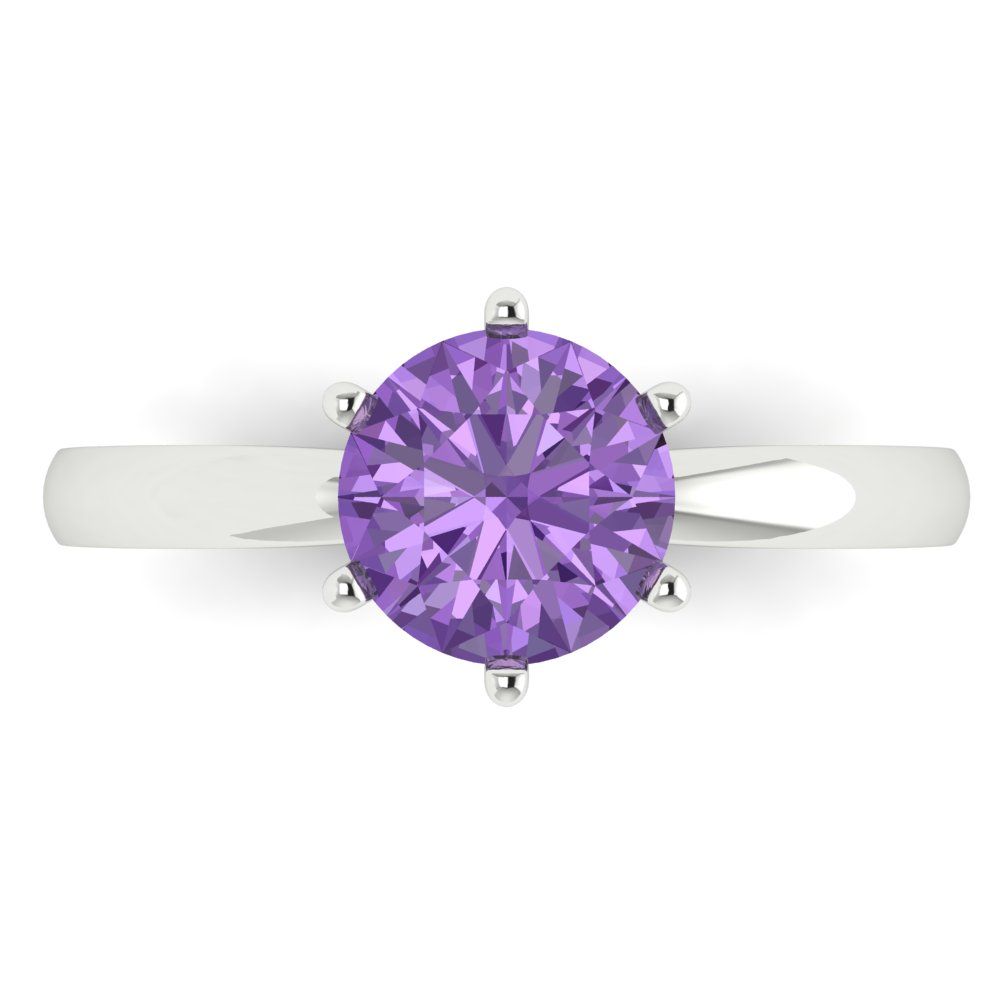 1.5 cttw Simulated Alexandrite Solitaire  Engagement Ring - Solid Gold (Round Cut,7.5mm)
