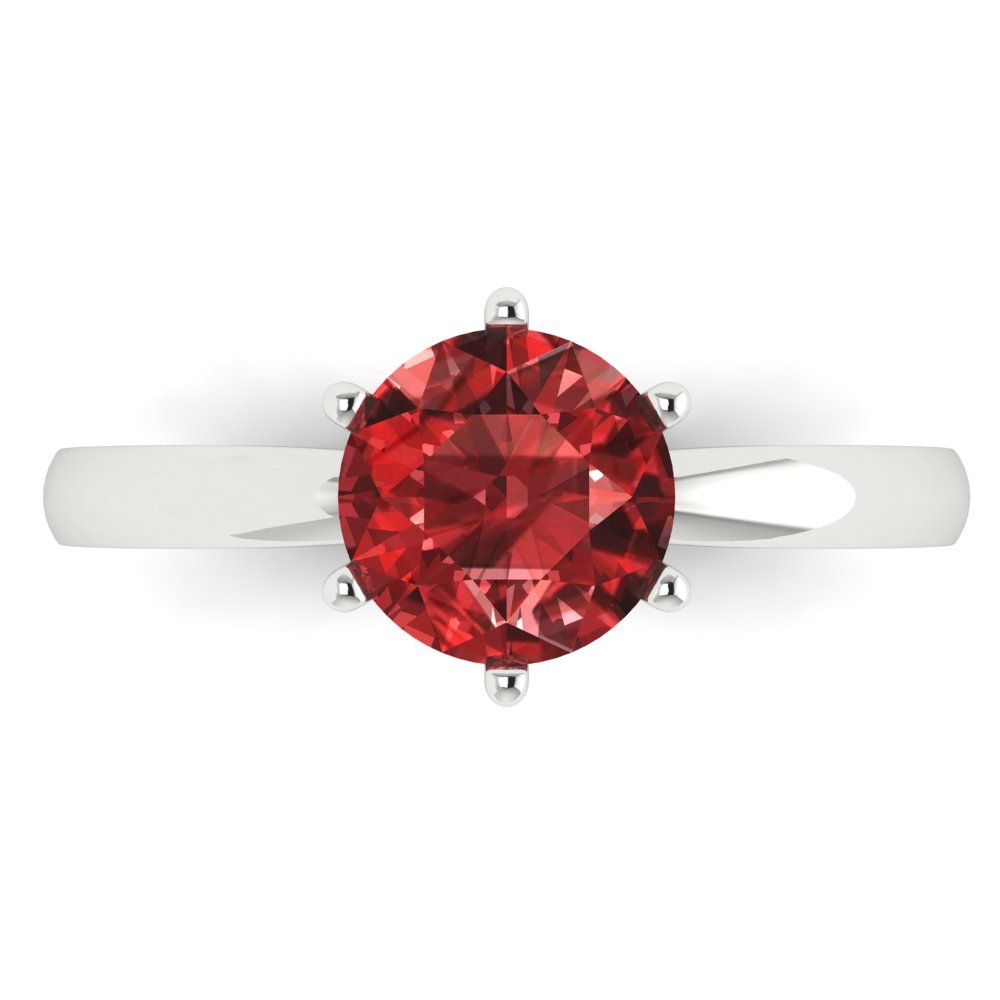 1.5 cttw Natural Garnet Solitaire  Engagement Ring - Solid Gold (Round Cut,7.5mm)
