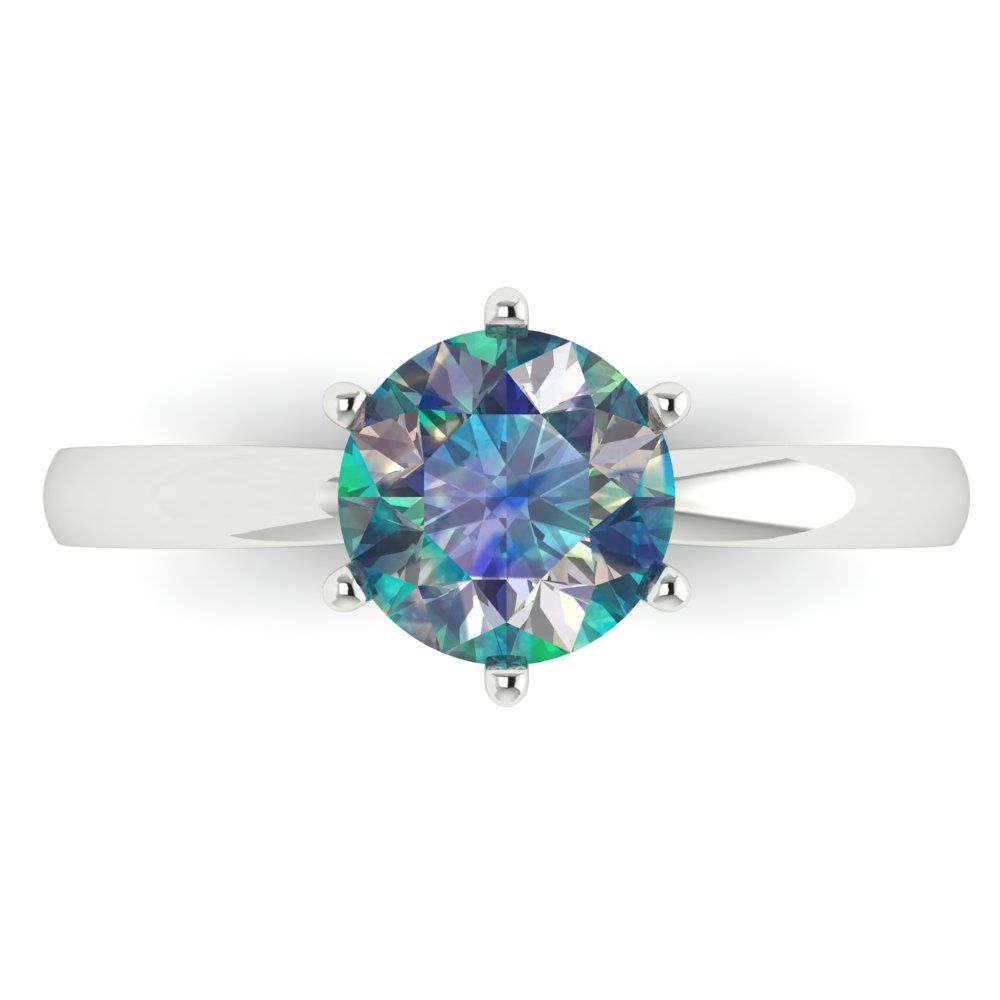 1.5 cttw Blue Moissanite Solitaire  Engagement Ring - Solid Gold (Round Cut,7.5mm)