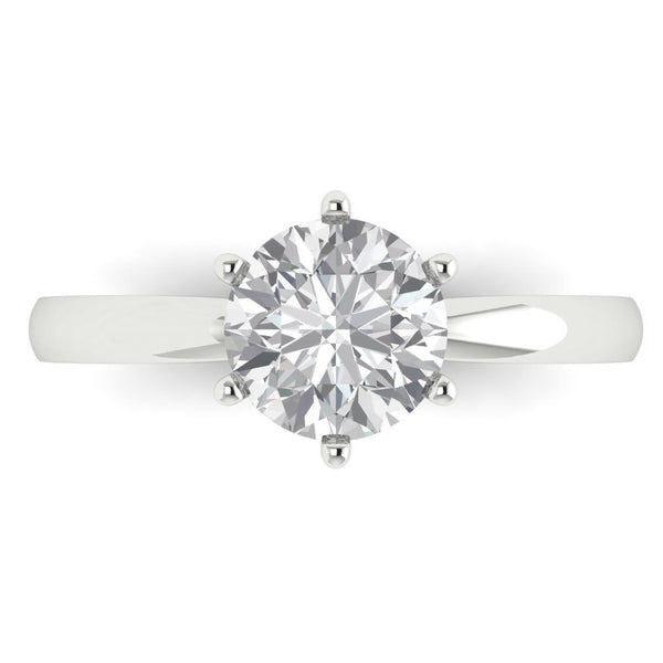 1.5 ct Brilliant Round Cut Genuine Cultured Diamond Stone Clarity VS1-2 Color J-K White Gold Solitaire Ring