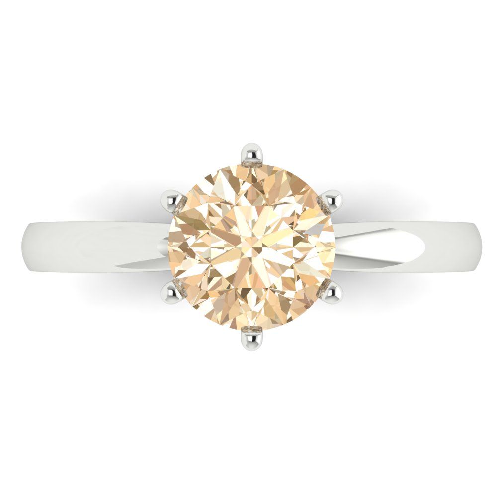 1.5 cttw Natural Morganite Solitaire  Engagement Ring - Solid Gold (Round Cut,7.5mm)