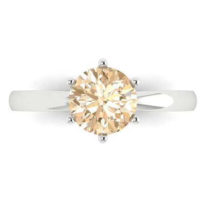 1.5 cttw Natural Morganite Solitaire  Engagement Ring - Solid Gold (Round Cut,7.5mm)