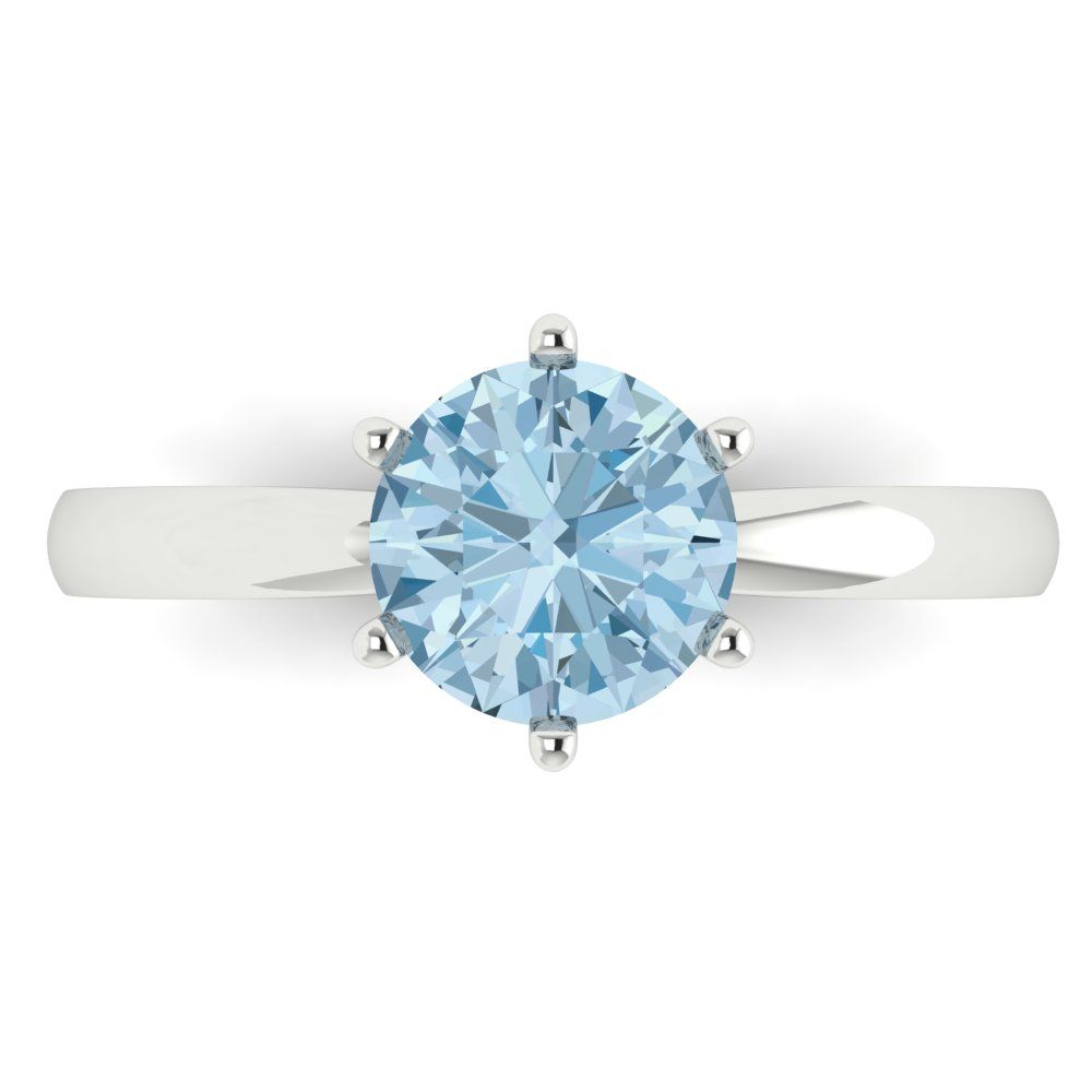 1.5 cttw Natural Swiss Blue Topaz Solitaire  Engagement Ring - Solid Gold (Round Cut,7.5mm)