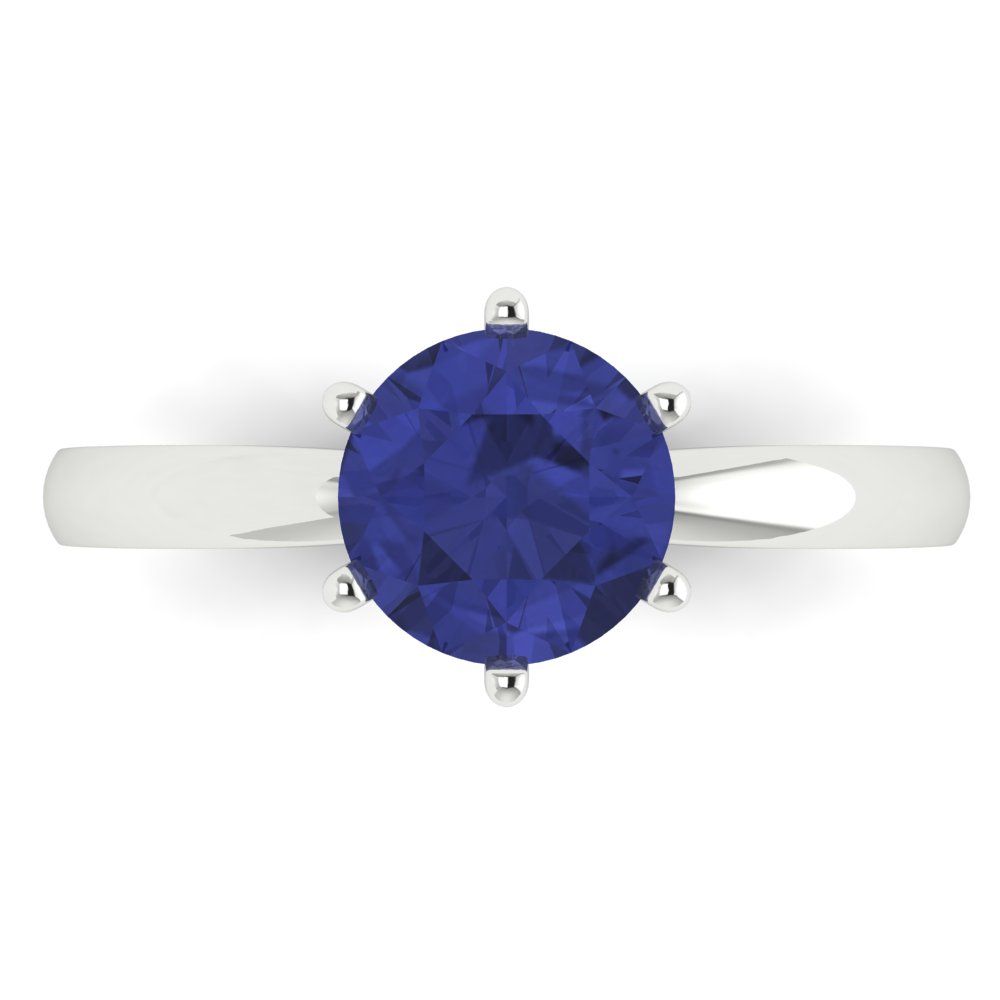 1.5 cttw Simulated Tanzanite Solitaire  Engagement Ring - Solid Gold (Round Cut,7.5mm)