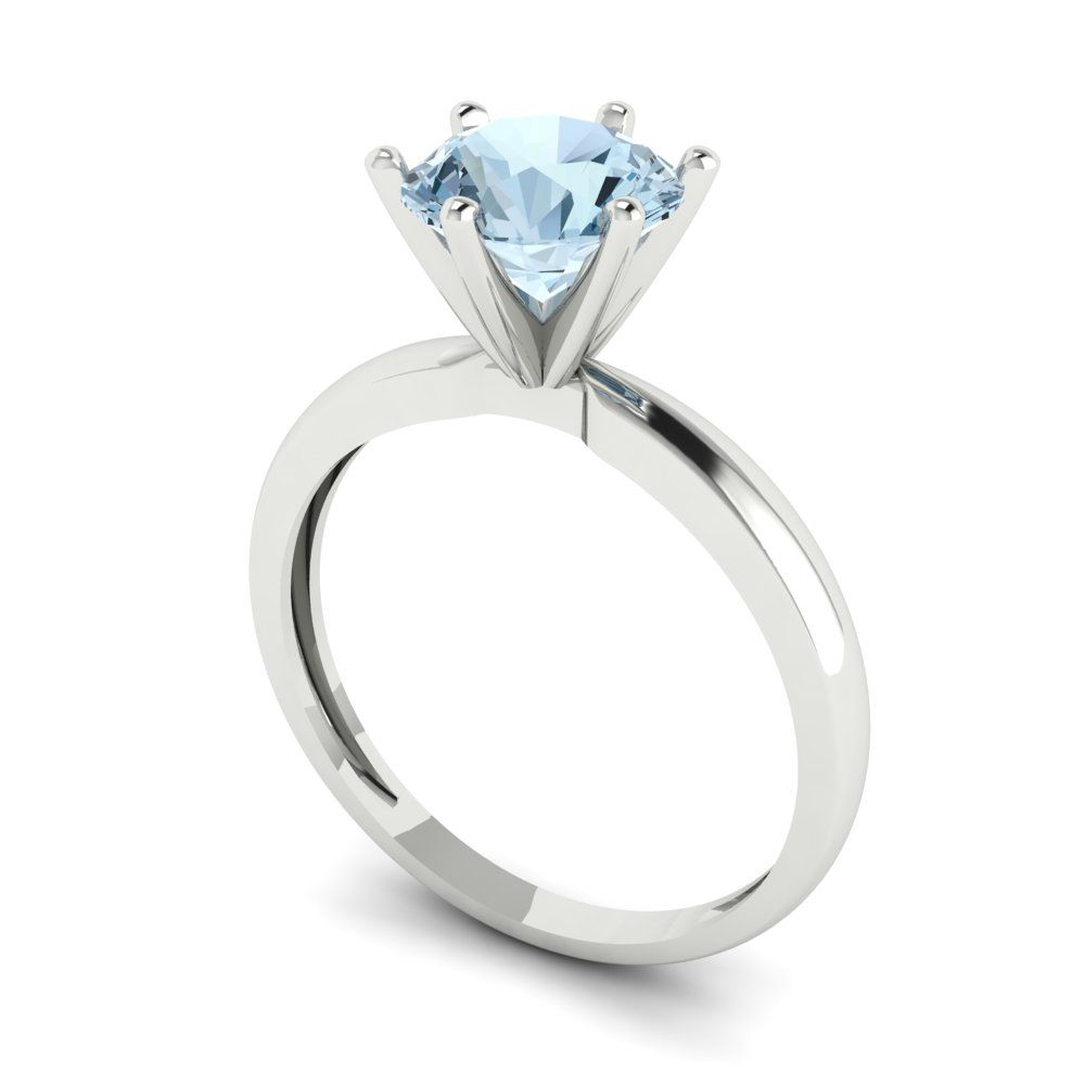 1.5 cttw Natural Sky Blue Topaz Solitaire  Engagement Ring - Solid Gold (Round Cut,7.5mm)