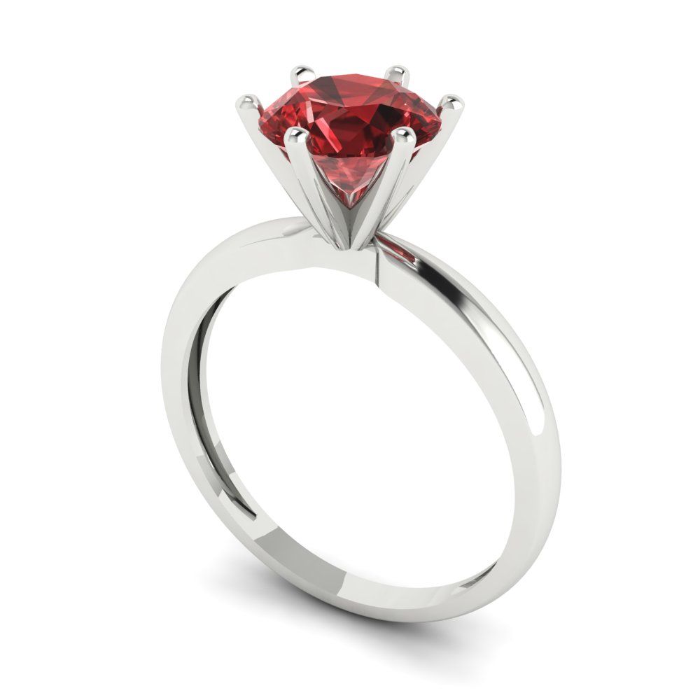 1.5 cttw Natural Garnet Solitaire  Engagement Ring - Solid Gold (Round Cut,7.5mm)