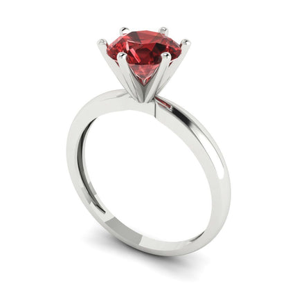 1.5 cttw Natural Garnet Solitaire  Engagement Ring - Solid Gold (Round Cut,7.5mm)