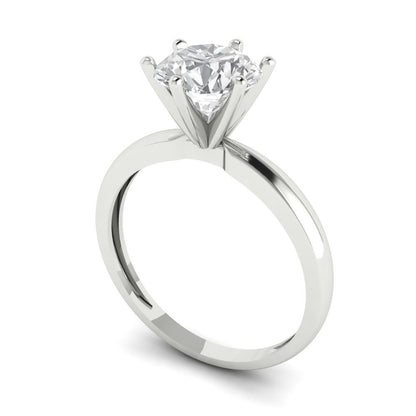 1.5 cttw White Sapphire Solitaire  Engagement Ring - Solid Gold (Round Cut,7.5mm)