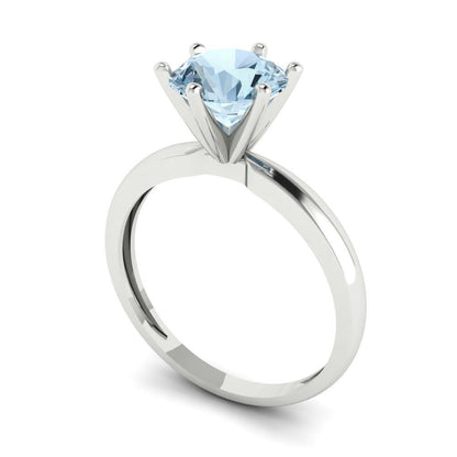 1.5 cttw Zirconia Simulated Blue Diamond Solitaire  Engagement Ring - Solid Gold (VVS1, Round Cut,7.5mm)