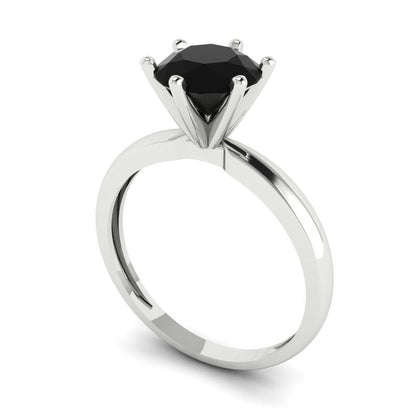 1.5 cttw Natural Onyx Solitaire  Engagement Ring - Solid Gold (Round Cut,7.5mm)