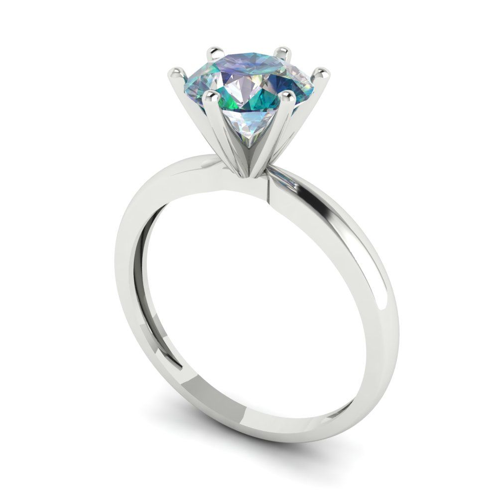 1.5 cttw Blue Moissanite Solitaire  Engagement Ring - Solid Gold (Round Cut,7.5mm)