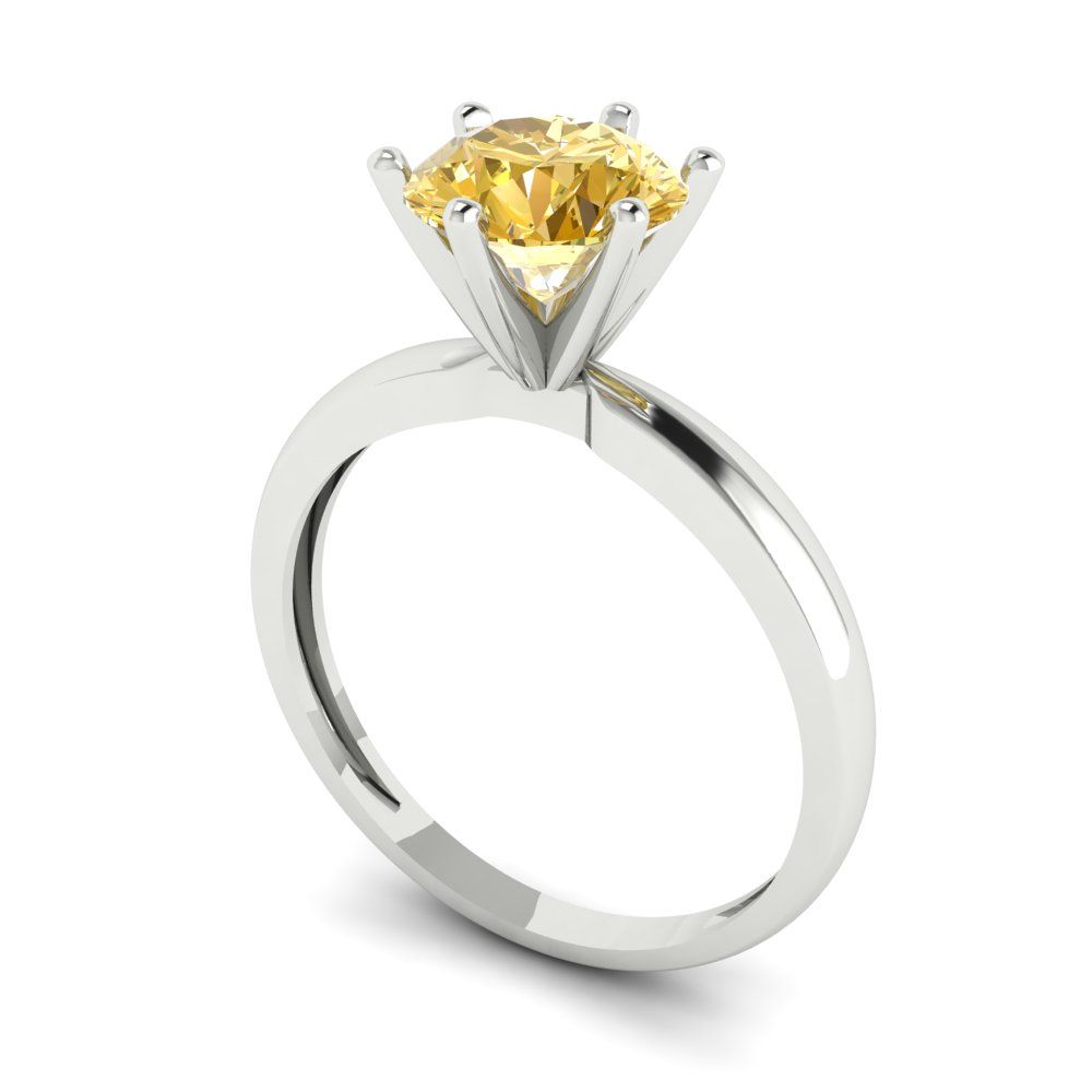 1.5 cttw Yellow Moissanite Solitaire  Engagement Ring - Solid Gold (Round Cut,7.5mm)