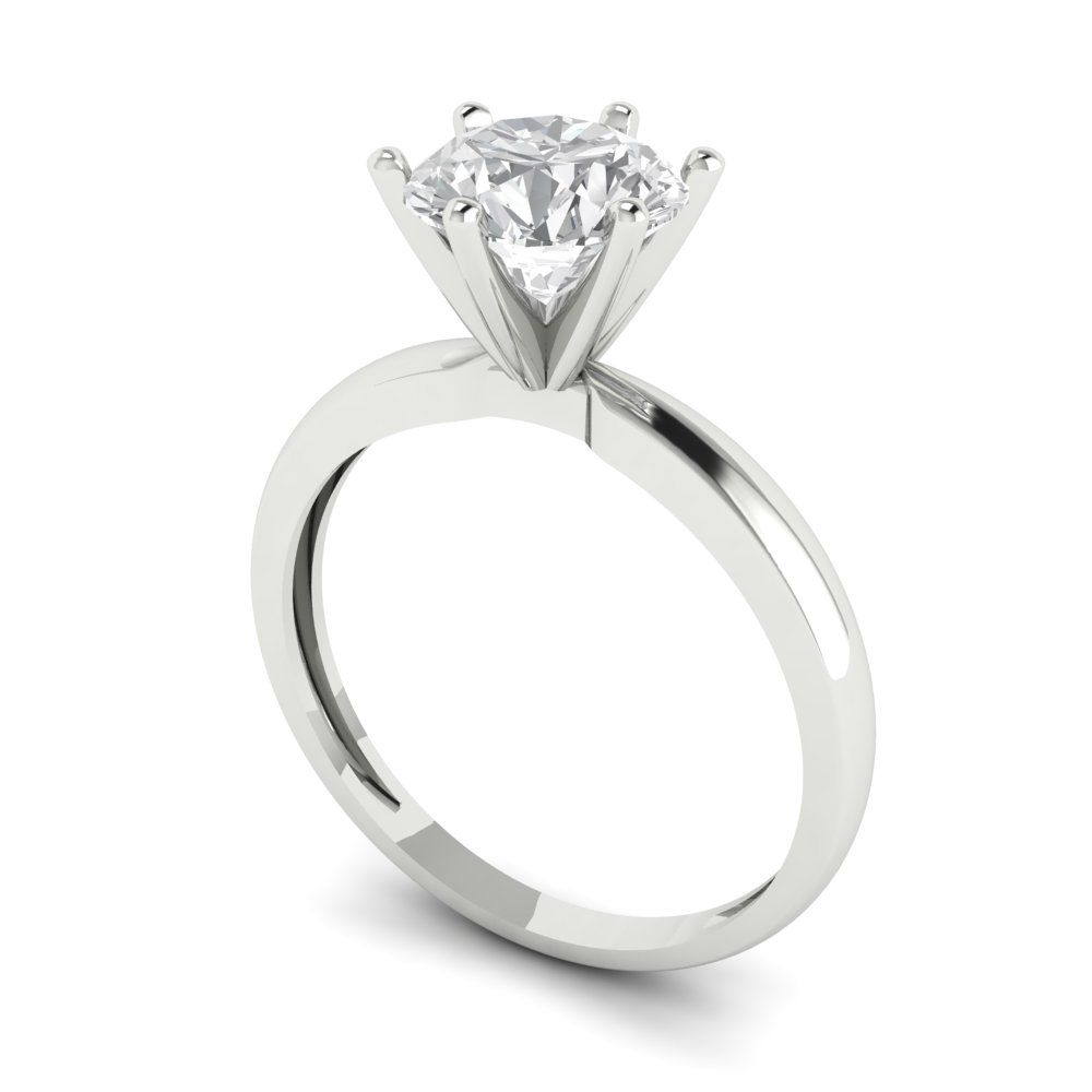 1.5 cttw Certified Moissanite Solitaire  Engagement Ring - Solid Gold (VVS1, D-F,Round Cut,7.5mm)