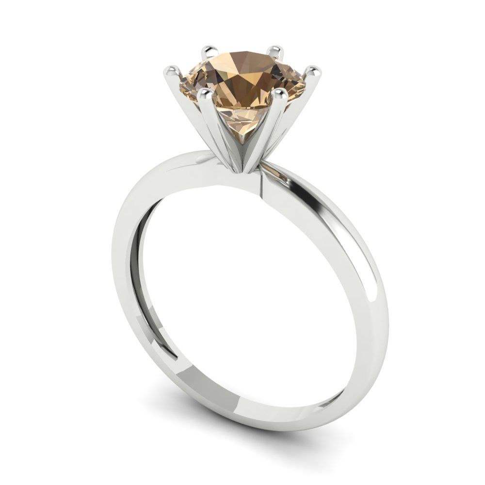 1.5 cttw Zirconia Simulated Champagne Diamond Solitaire  Engagement Ring - Solid Gold (VVS1, Round Cut,7.5mm)