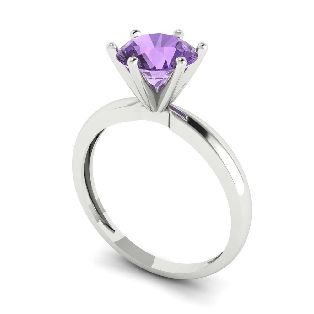 1.5 cttw Simulated Alexandrite Solitaire  Engagement Ring - Solid Gold (Round Cut,7.5mm)
