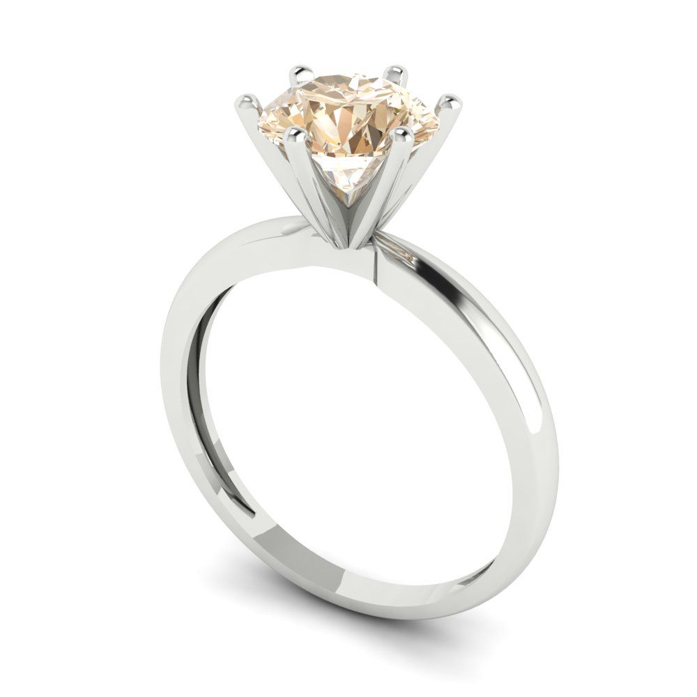 1.5 cttw Natural Morganite Solitaire  Engagement Ring - Solid Gold (Round Cut,7.5mm)