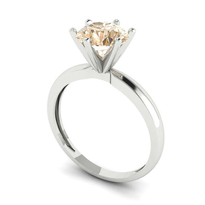 1.5 cttw Natural Morganite Solitaire  Engagement Ring - Solid Gold (Round Cut,7.5mm)
