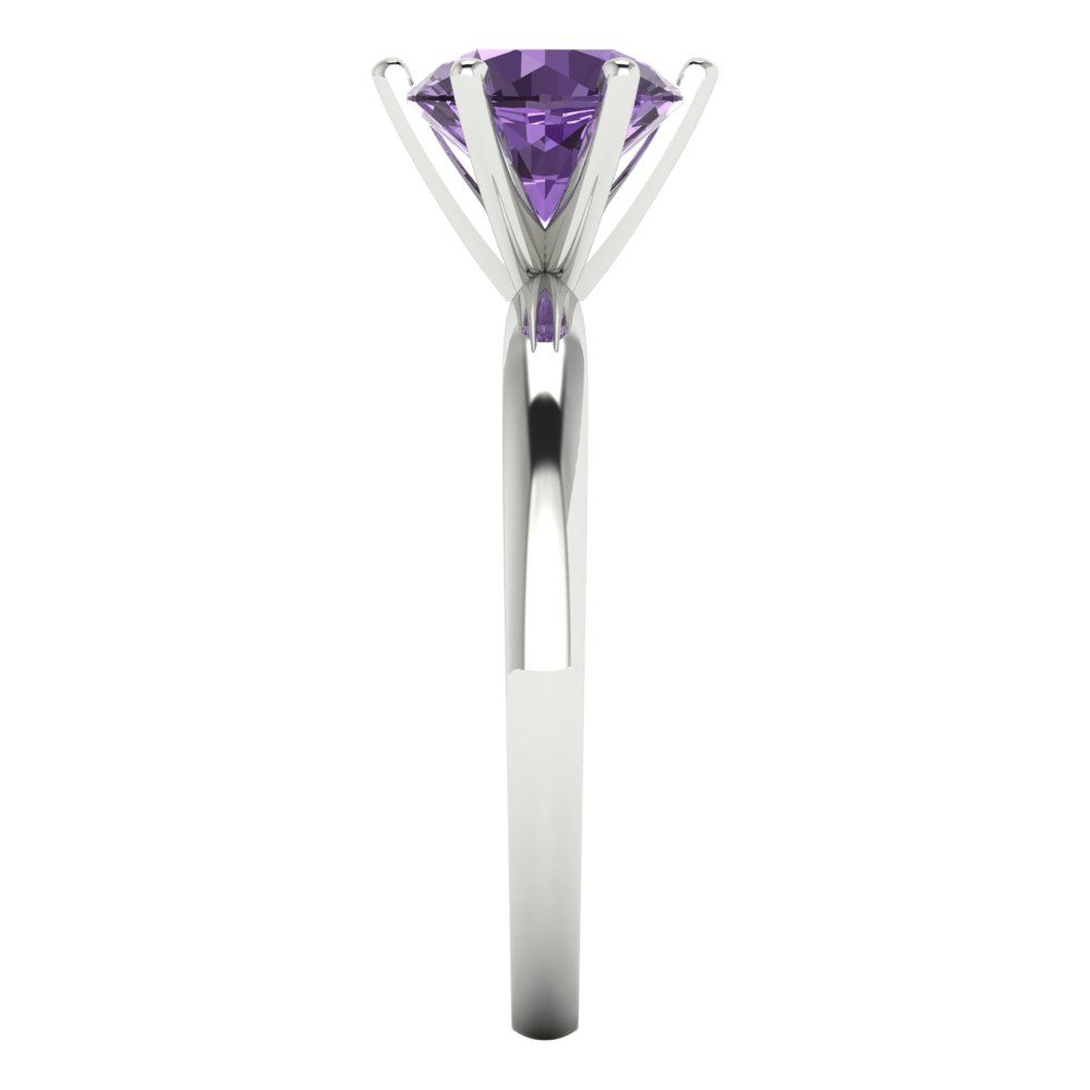 1.5 cttw Simulated Alexandrite Solitaire  Engagement Ring - Solid Gold (Round Cut,7.5mm)