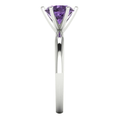 1.5 cttw Simulated Alexandrite Solitaire  Engagement Ring - Solid Gold (Round Cut,7.5mm)