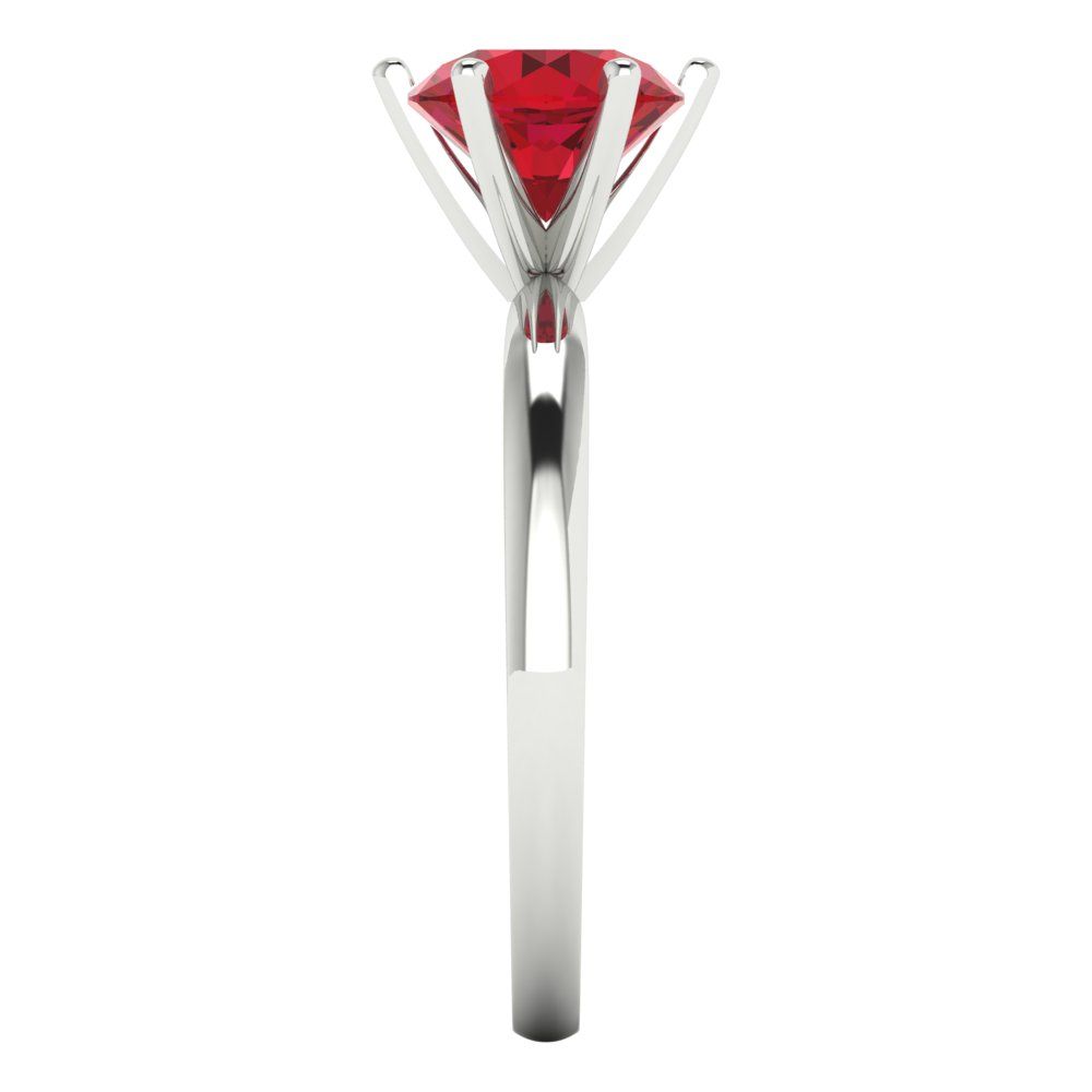 1.5 cttw Simulated Ruby Solitaire  Engagement Ring - Solid White Gold (VVS1, Round Cut,7.5mm)