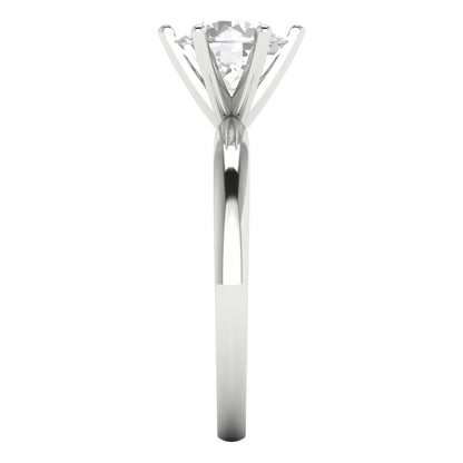 1.5 cttw White Sapphire Solitaire  Engagement Ring - Solid Gold (Round Cut,7.5mm)