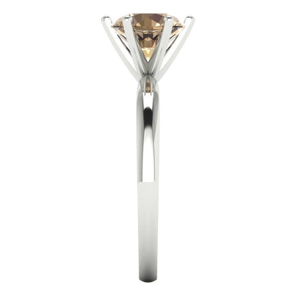 1.5 cttw Yellow Moissanite Solitaire  Engagement Ring - Solid Gold (Round Cut,7.5mm)