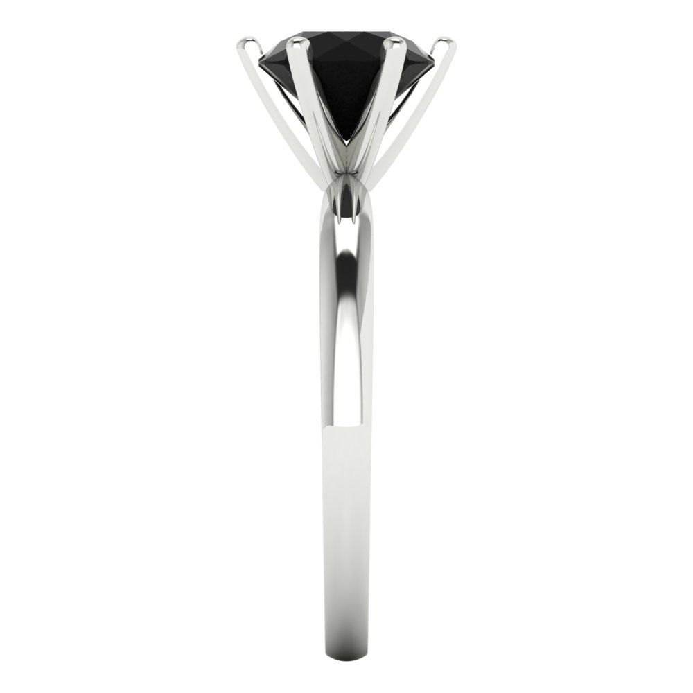 1.5 cttw Natural Onyx Solitaire  Engagement Ring - Solid Gold (Round Cut,7.5mm)