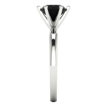 1.5 cttw Natural Onyx Solitaire  Engagement Ring - Solid Gold (Round Cut,7.5mm)