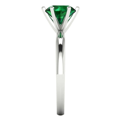 1.5 cttw Simulated Emerald Solitaire  Engagement Ring - Solid Gold (Round Cut,7.5mm)