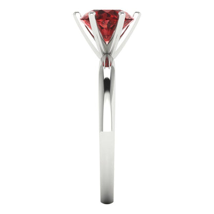 1.5 cttw Natural Garnet Solitaire  Engagement Ring - Solid Gold (Round Cut,7.5mm)