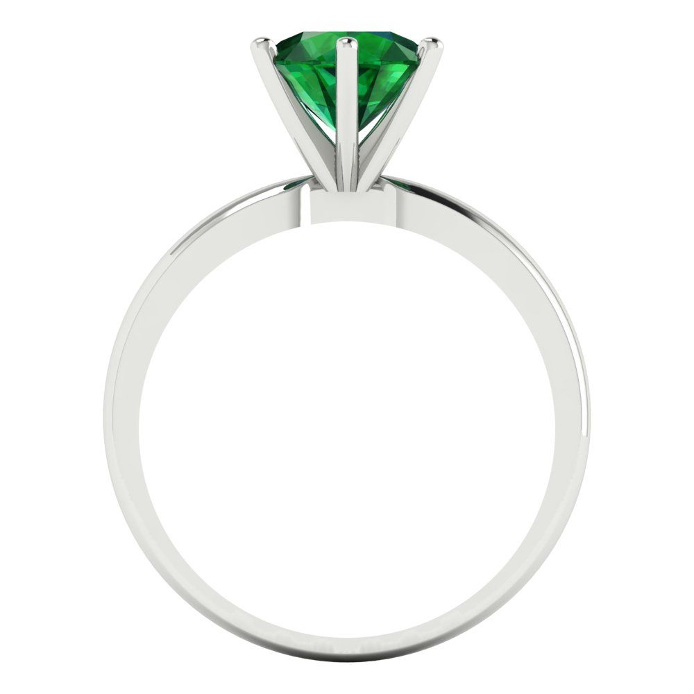 1.5 cttw Simulated Emerald Solitaire  Engagement Ring - Solid Gold (Round Cut,7.5mm)