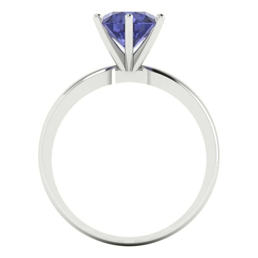 1.5 cttw Simulated Tanzanite Solitaire  Engagement Ring - Solid Gold (Round Cut,7.5mm)