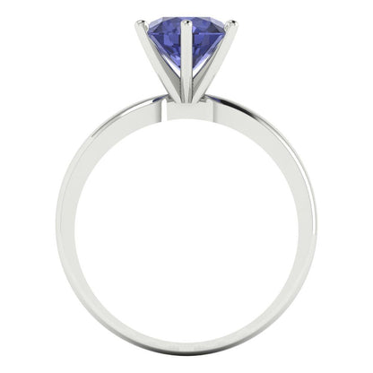 1.5 cttw Simulated Tanzanite Solitaire  Engagement Ring - Solid Gold (Round Cut,7.5mm)
