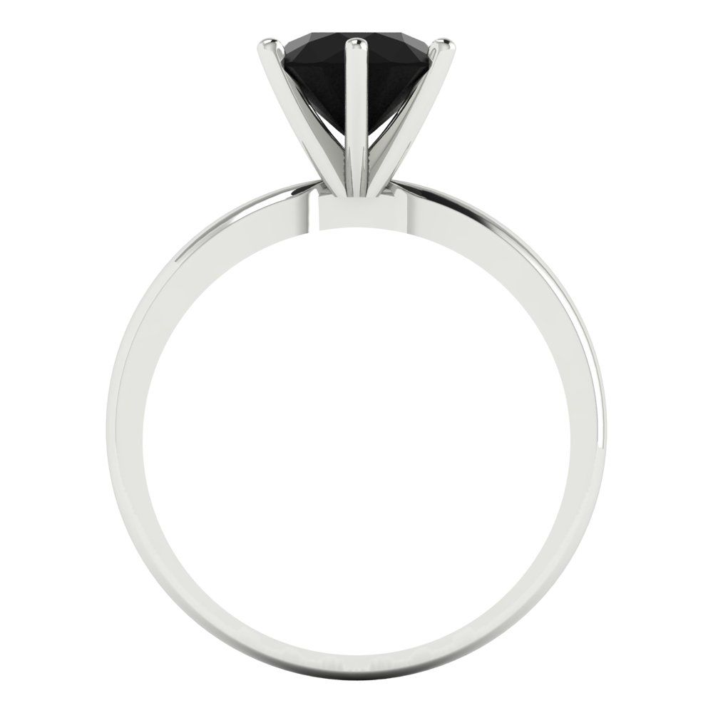 1.5 cttw Natural Onyx Solitaire  Engagement Ring - Solid Gold (Round Cut,7.5mm)