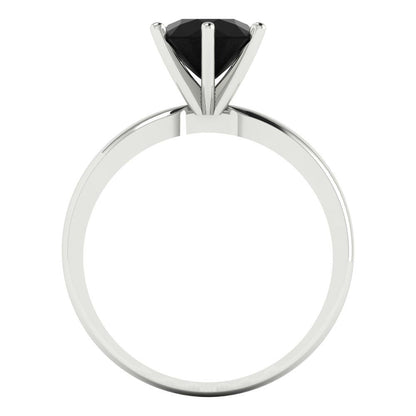 1.5 cttw Natural Onyx Solitaire  Engagement Ring - Solid Gold (Round Cut,7.5mm)