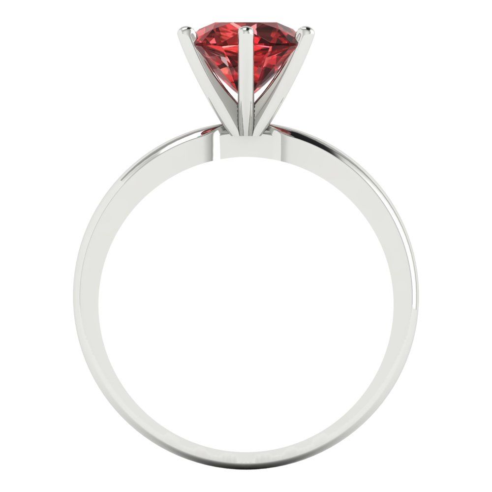 1.5 cttw Natural Garnet Solitaire  Engagement Ring - Solid Gold (Round Cut,7.5mm)