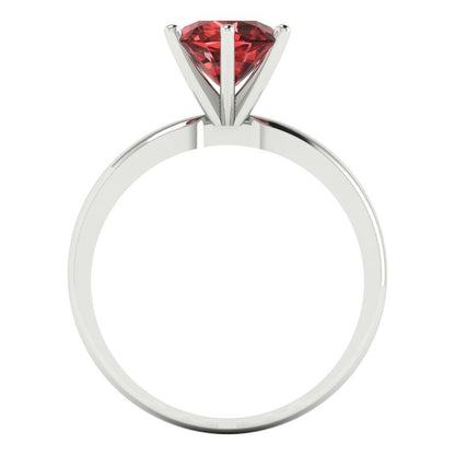 1.5 cttw Natural Garnet Solitaire  Engagement Ring - Solid Gold (Round Cut,7.5mm)