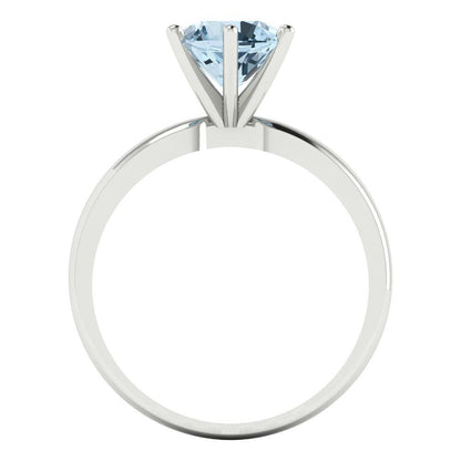 1.5 cttw Natural Sky Blue Topaz Solitaire  Engagement Ring - Solid Gold (Round Cut,7.5mm)