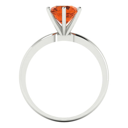 1.5 cttw Simulated Ruby Solitaire  Engagement Ring - Solid White Gold (VVS1, Round Cut,7.5mm)