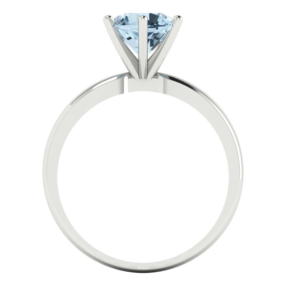 1.5 cttw Natural Aquamarine Solitaire  Engagement Ring - Solid Gold (Round Cut,7.5mm)