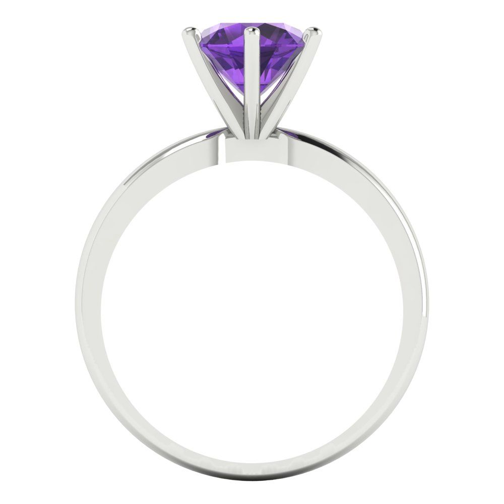 1.5 cttw Natural Amethyst Solitaire  Engagement Ring - Solid Gold (Round Cut,7.5mm)