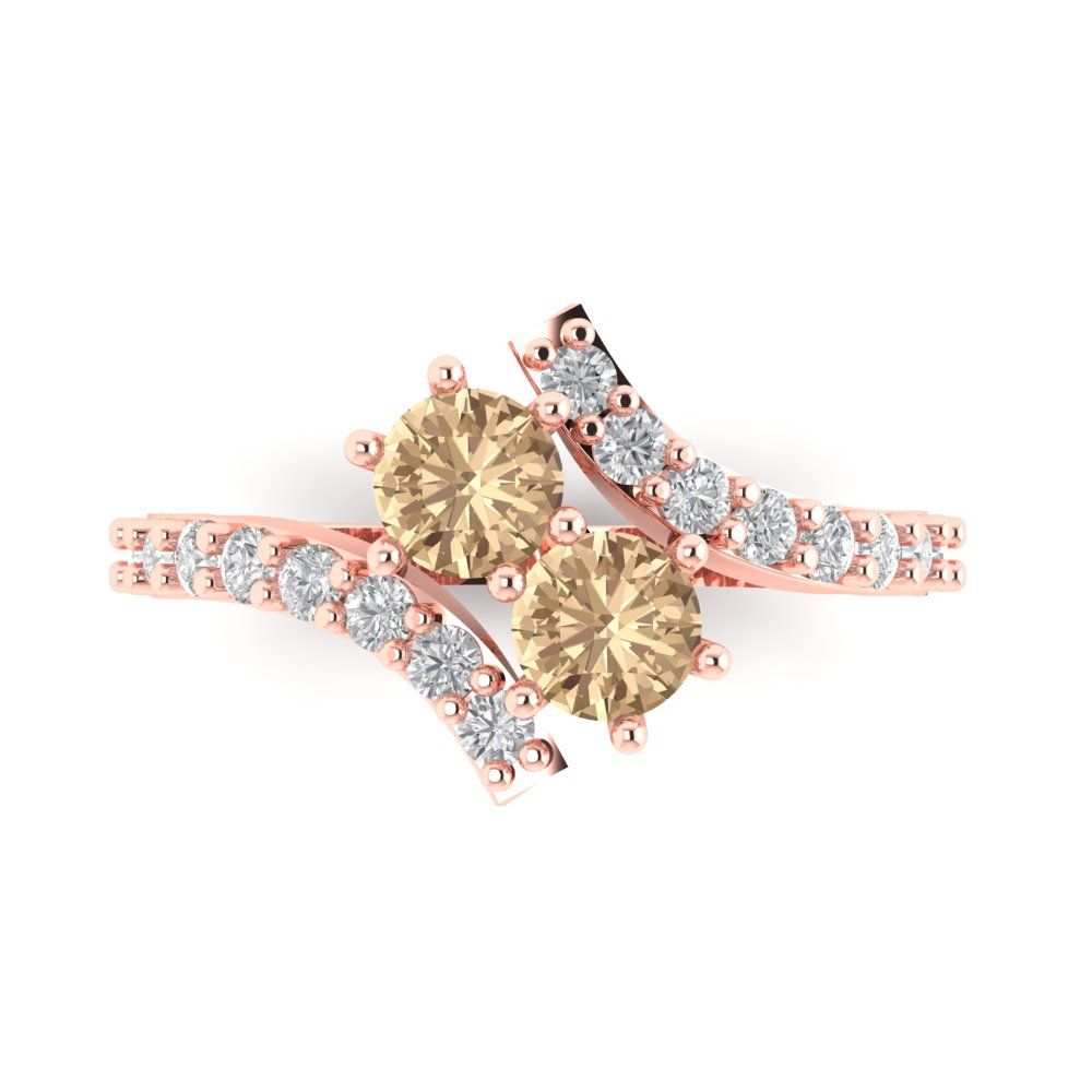 1.48 cttw Yellow Moissanite Solitaire with Zirconia Simulated Diamond Accents Engagement Ring - Solid Gold (Round Cut,5mm)