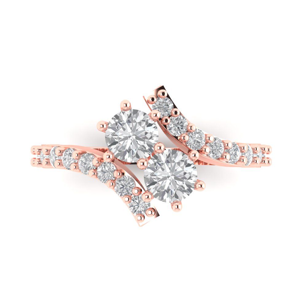 1.48 cttw White Sapphire Solitaire with Zirconia Simulated Diamond Accents Engagement Ring - Solid Gold (Round Cut,5mm)