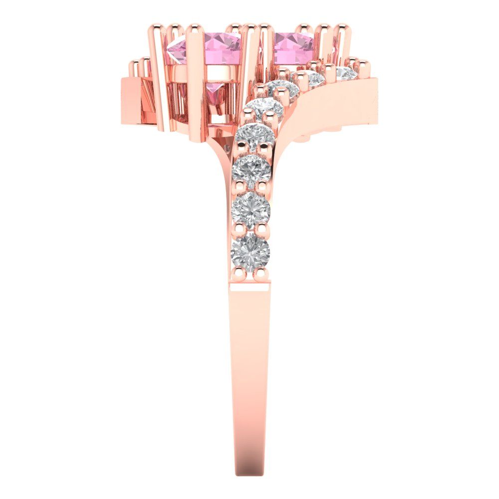 1.48 cttw Zirconia Simulated Pink Diamond Solitaire with Zirconia Simulated Diamond Accents Engagement Ring - Solid Gold (VVS1, Round Cut,5mm)