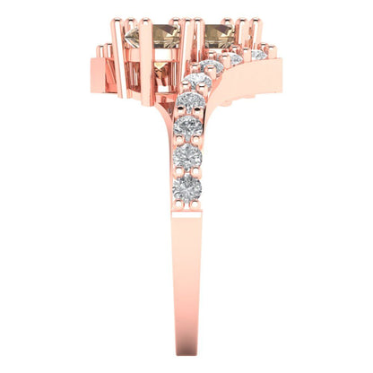 1.48 cttw Yellow Moissanite Solitaire with Zirconia Simulated Diamond Accents Engagement Ring - Solid Gold (Round Cut,5mm)