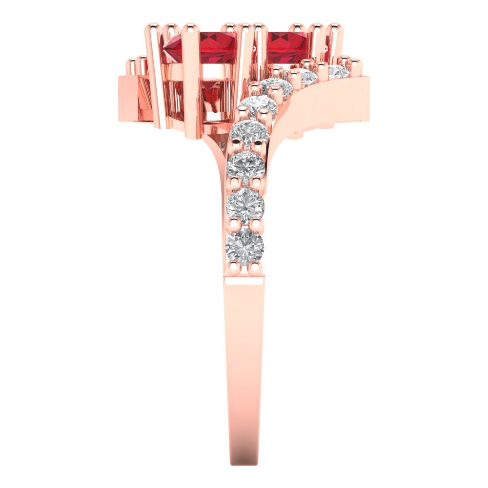 1.48 cttw Simulated Pink Tourmaline Solitaire with Zirconia Simulated Diamond Accents Engagement Ring - Solid Gold (Round Cut,5mm)